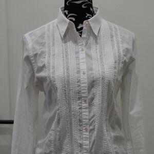 Ralph Lauren White Cotton Blouse - Petite Large